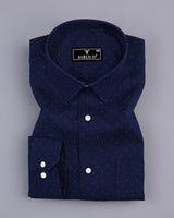 Pernik Blue With White Dot Printed Premium Giza Shirt