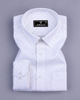 Pernik White With Black Dot Printed Premium Giza Shirt