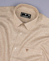 Beige Cream Houndstooth Dobby Cotton Formal Shirt