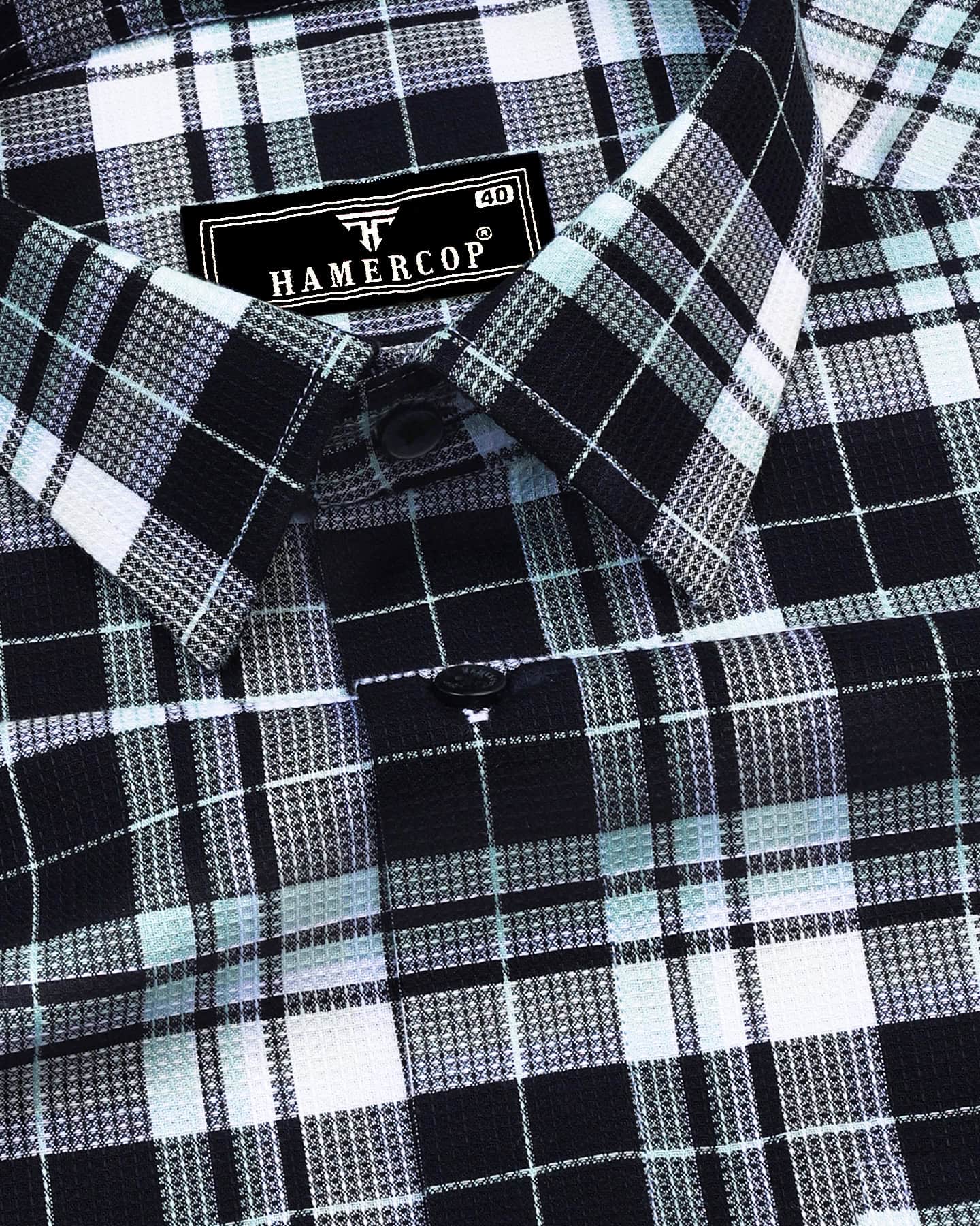 Dobby Check Oversized Shirt - Blue