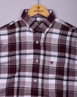 Pomaz Maroon Multicolor Check Dobby Cotton Shirt