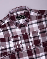 Pomaz Maroon Multicolor Check Dobby Cotton Shirt