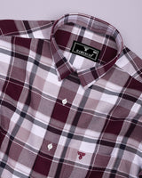 Pomaz Maroon Multicolor Check Dobby Cotton Shirt