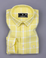 Tornio Yellow With White Waffle Dobby Check Shirt