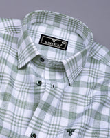 Dynesty Green With White Check Dobby Cotton Shirt