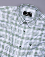Dynesty Green With White Check Dobby Cotton Shirt