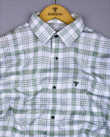 Dynesty Green With White Check Dobby Cotton Shirt