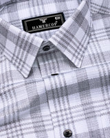 Dynesty Gray With White Check Dobby Cotton Shirt