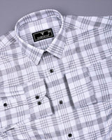 Dynesty Gray With White Check Dobby Cotton Shirt