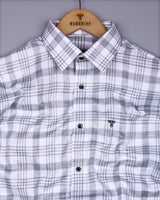 Dynesty Gray With White Check Dobby Cotton Shirt