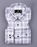 Dynesty Gray With White Check Dobby Cotton Shirt