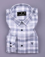 Dynesty Blue With White Check Dobby Cotton Shirt
