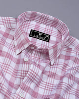 Dynesty Pink With White Check Dobby Cotton Shirt
