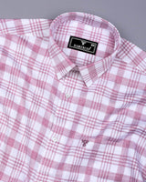 Dynesty Pink With White Check Dobby Cotton Shirt