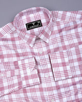 Dynesty Pink With White Check Dobby Cotton Shirt