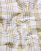 Dynesty Cream With White Check Dobby Cotton Shirt