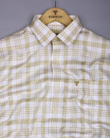 Dynesty Cream With White Check Dobby Cotton Shirt