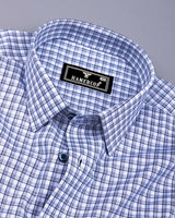 Arica Blue With White Twill Check Premium Cotton Shirt