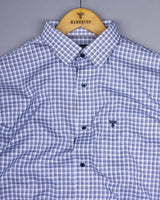 Arica Blue With White Twill Check Premium Cotton Shirt