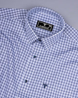 Arica Blue With White Twill Check Premium Cotton Shirt