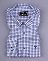 Arica Blue With White Twill Check Premium Cotton Shirt