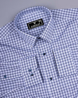 Arica Blue With White Twill Check Premium Cotton Shirt