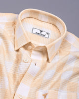 Provins Cream With White Waffle Dobby Check Shirt