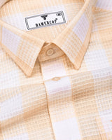 Provins Cream With White Waffle Dobby Check Shirt