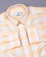 Provins Cream With White Waffle Dobby Check Shirt