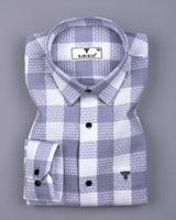 Provins Gray With White Waffle Dobby Check Shirt