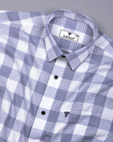 Provins Gray With White Waffle Dobby Check Shirt