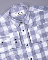 Provins Gray With White Waffle Dobby Check Shirt