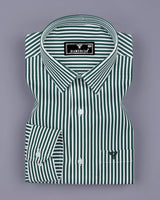 Deep Green With White Stripe Python Texture Dobby Cotton Shirt
