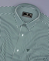 Deep Green With White Stripe Python Texture Dobby Cotton Shirt