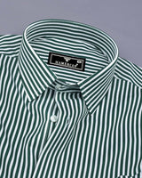 Deep Green With White Stripe Python Texture Dobby Cotton Shirt