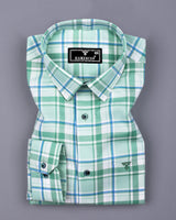 Cortazar Green With White Check Oxford Cotton Shirt