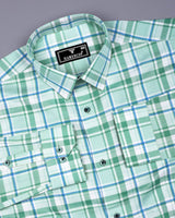 Cortazar Green With White Check Oxford Cotton Shirt