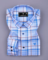 Cortazar Blue With White Check Oxford Cotton Shirt