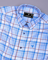 Cortazar Blue With White Check Oxford Cotton Shirt