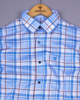 Cortazar Blue With White Check Oxford Cotton Shirt