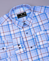 Cortazar Blue With White Check Oxford Cotton Shirt