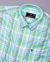 Kokum Green With White Check Oxford Cotton Shirt