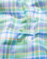 Kokum Green With White Check Oxford Cotton Shirt