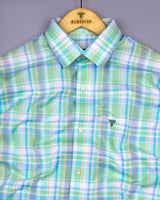 Kokum Green With White Check Oxford Cotton Shirt