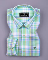 Kokum Green With White Check Oxford Cotton Shirt