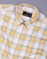 Britof Yellow With White Check Oxford Cotton Shirt