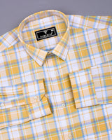 Britof Yellow With White Check Oxford Cotton Shirt