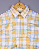 Britof Yellow With White Check Oxford Cotton Shirt