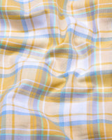 Britof Yellow With White Check Oxford Cotton Shirt