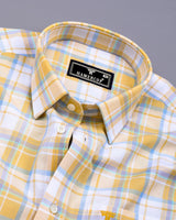 Britof Yellow With White Check Oxford Cotton Shirt